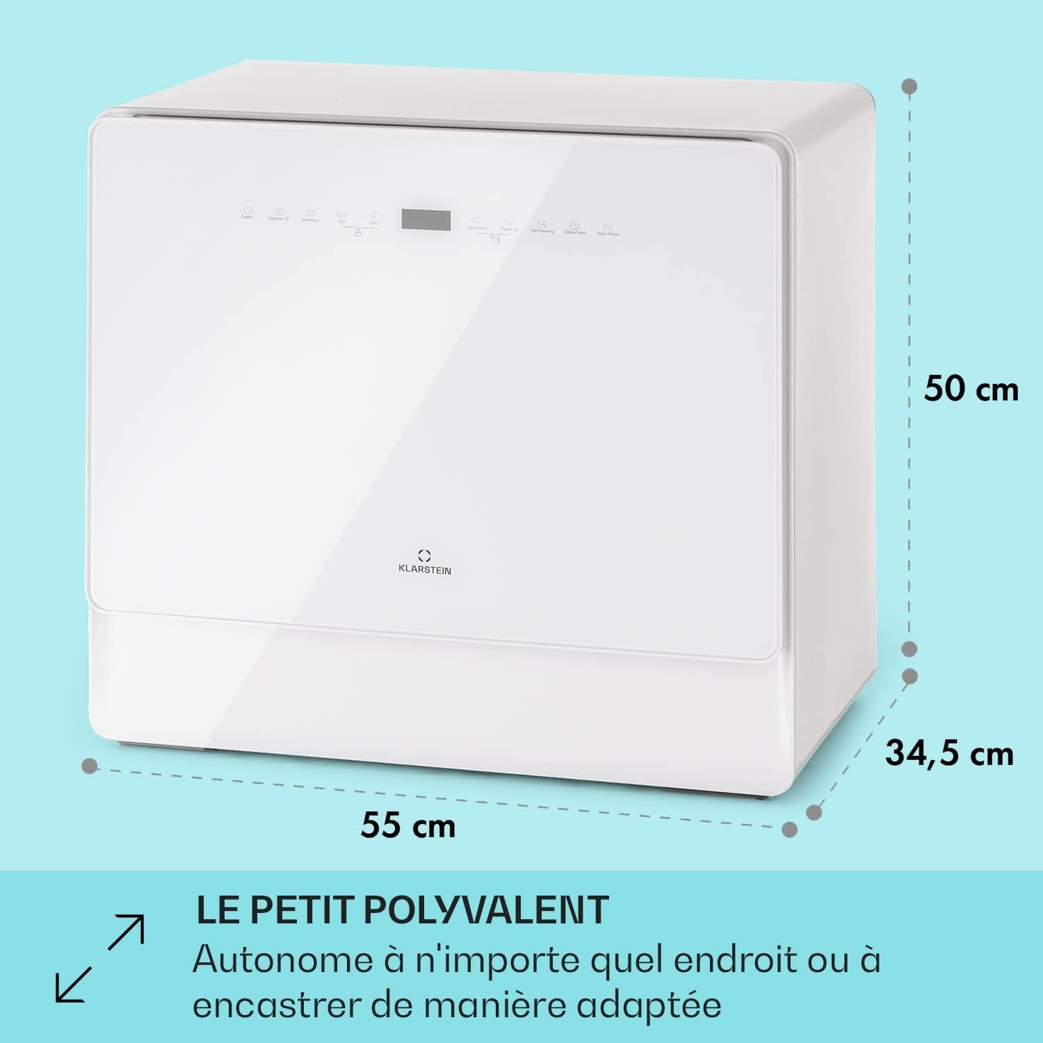Mini Lave Vaisselle Silencieux De Table Portablede 5 Couvert, 6 Programmes De Lavage, Facile À Installer Pour La Maison Et Bureau