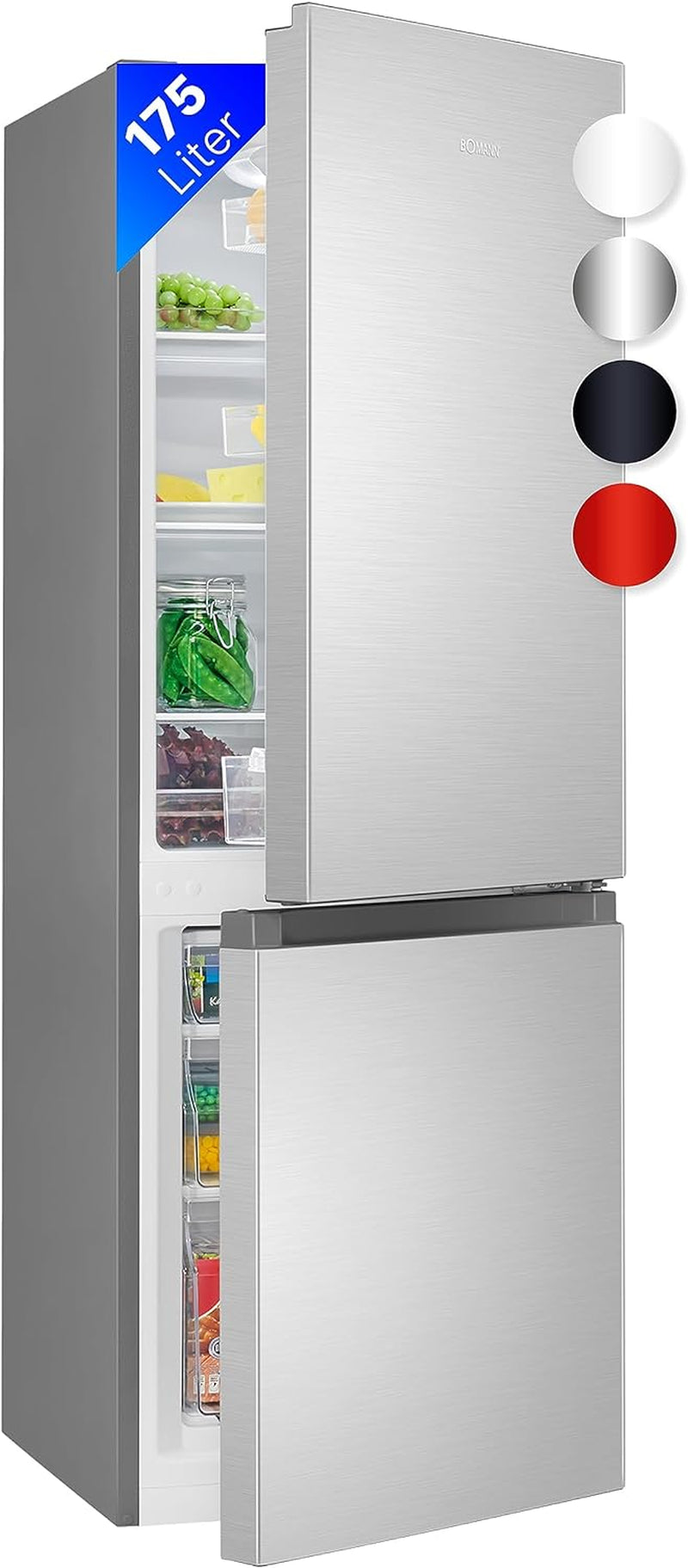 Bomann KG 320.2 Réfrigérateur-Congélateur Autoportante 165 L Acier Inoxydable