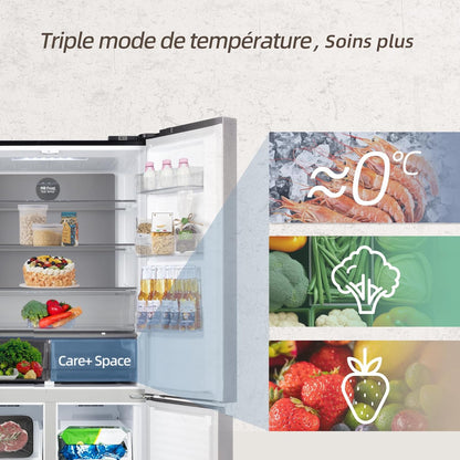 Réfrigérateur Américain Multiportes, Hauteur 182Cm, Profondeur 63Cm, Capacité Totale 415L, Température Care+, Contrôle De L'Humidité, Compresseur Smart Inverter, Inox Foncé, CCD415NEI4E