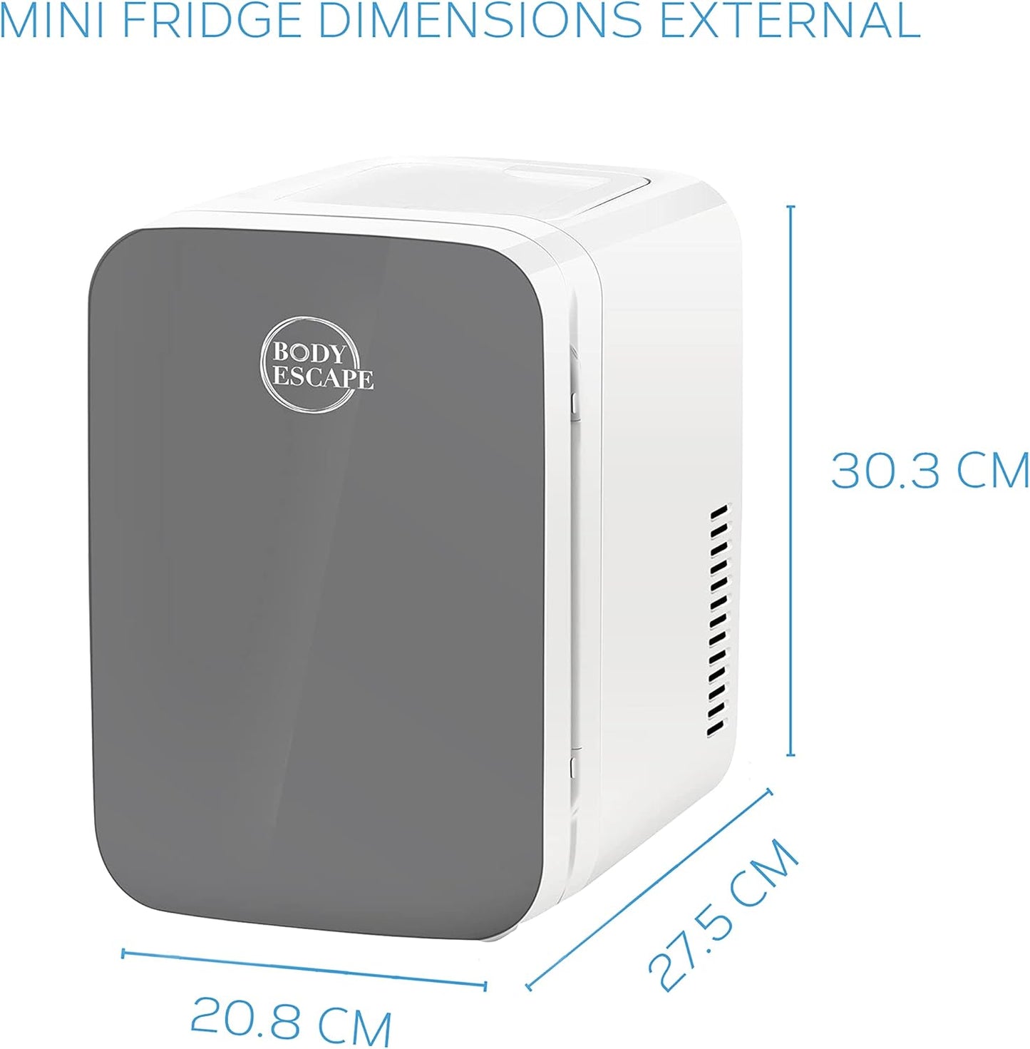 Body Escape Mini Réfrigérateur Pour Soins De La Peau Et Maquillage - Mini Réfrigérateurs Beauté À Porte En Verre - Réfrigérateur Portable, Compact, Et Silencieux Pour Le Maquillage - 6L - Gris
