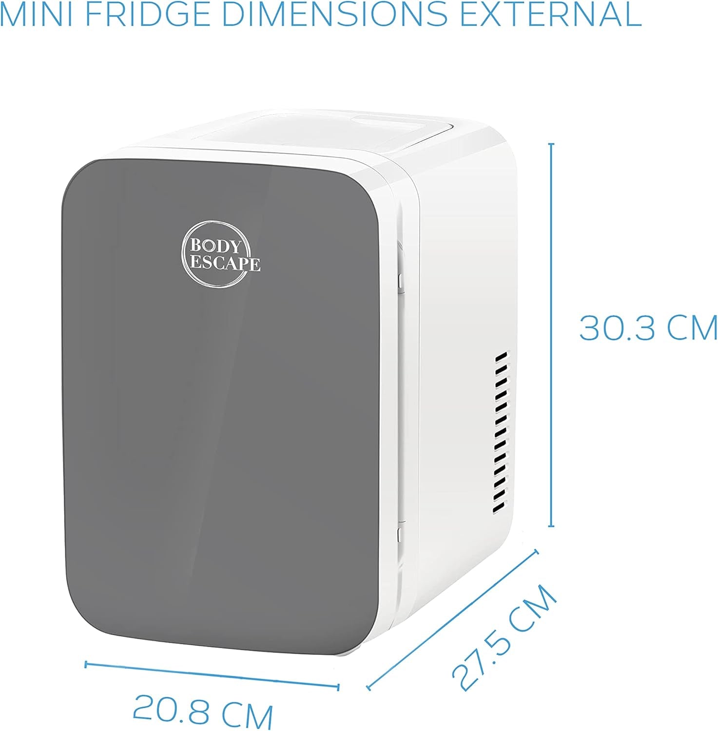 Body Escape Mini Réfrigérateur Pour Soins De La Peau Et Maquillage - Mini Réfrigérateurs Beauté À Porte En Verre - Réfrigérateur Portable, Compact, Et Silencieux Pour Le Maquillage - 6L - Gris