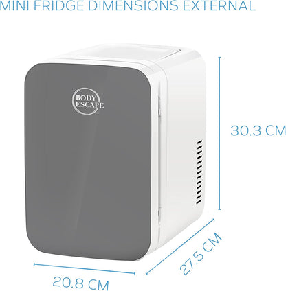 Body Escape Mini Réfrigérateur Pour Soins De La Peau Et Maquillage - Mini Réfrigérateurs Beauté À Porte En Verre - Réfrigérateur Portable, Compact, Et Silencieux Pour Le Maquillage - 6L - Gris
