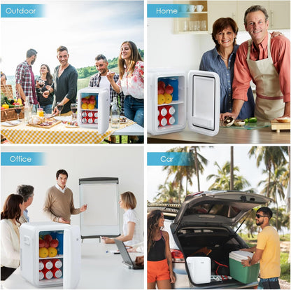 Mini Frigo De Chambre, Mini Réfrigérateur, 10L Petit Frigo, Refrigerateur Aliments, Boissons, Silencieux, Pour Cosmetique, Camping, AC/DC Frigo Voiture Portable Fonction Chaud/Froid