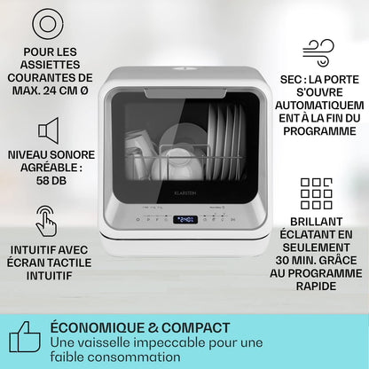 Mini Lave Vaisselle De 2 Couvert, Lave-Vaisselles Silencieux, 7 Programmes De Lavage, Petit Lave-Vaisselle De Table Compact, Lave Vaisselle Portable, Facile À Installer Pour Maison, Bureau