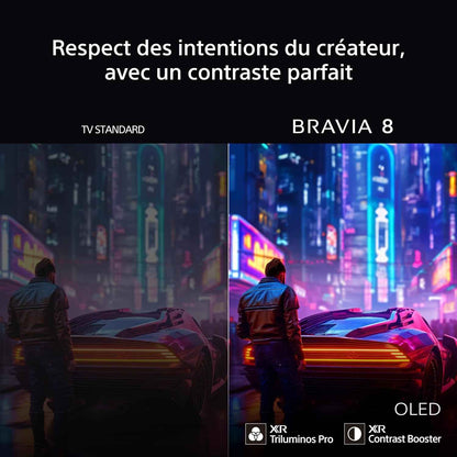 Sony BRAVIA 8 OLED 55 Pouces 4K HDR Google Smart TV |Fonctions Gaming Playstation 5, IMAX Enhanced, Dolby Vision Atmos, Chromecast, Apple Airplay, 120Hz K-55XR83