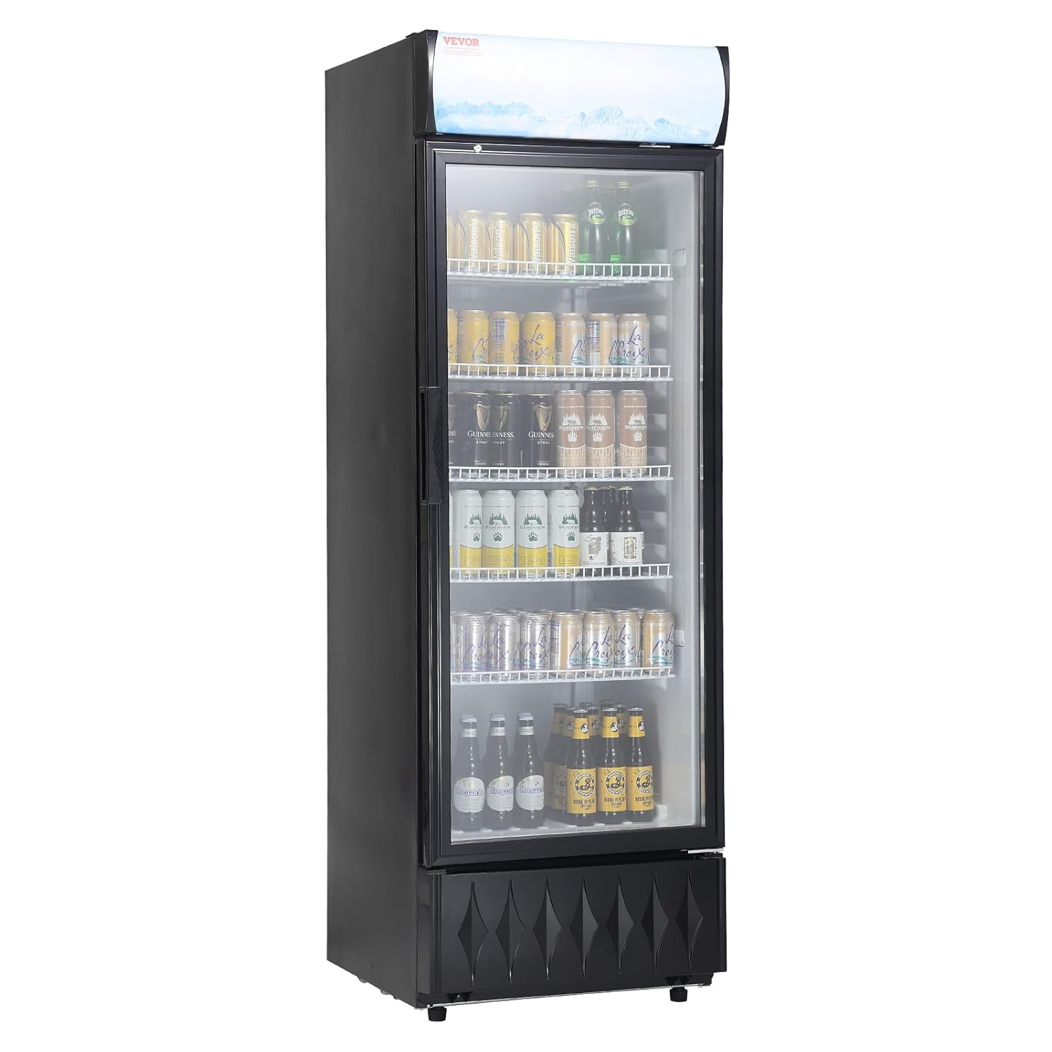 Réfrigerateur À Boissons Commercial 345 L Frigo Vitrine Température 0-10 ℃Armoire À Boisson Réfrigérée Avec 5 Étagères Réglables Et Caisson Lumineux Personnalisable Pour Magasin Supermarché Bar