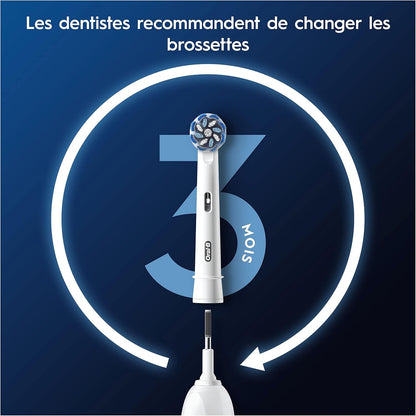 Brossettes De Rechange Sensitive Clean, Lot De 8, Blanches | Recharges Brosse À Dents Électrique Pro Avec Des Brins Ultra Doux Pour Les Gencives Saines, Emballage En Carton