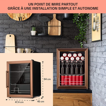 Mini Frigo De Chambre De 60L Pour Boissons Et Bieres, Petit Frigo Silencieux, Mini Bar Intérieur/Ext, Petit Refrigerateur Camping, Stockage De Vins, Cosmetique, Étagères Réglables, 3-10°C