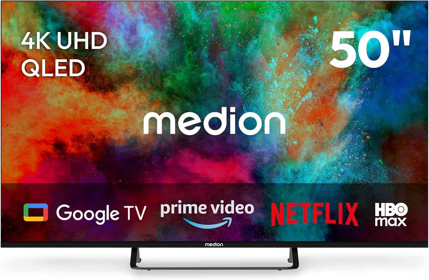 125.7 Cm 50" Téléviseur QLED Smart TV 4K Dolby Vision HDR Prime Video Disney+ Compatible Google TV PVR Bluetooth, MD850701