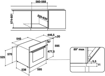 Hotpoint FA3 540 H IX HA Four Classe 3, 2900 W, 66 L, Métal
