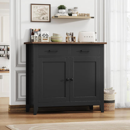 Meuble De Rangement, Buffet Cuisine, Placard De Salle À Manger | Buffet Avec 2 Portes Et 2 Tiroirs Salon 40P X 91L X 82H Cm, Blanc/Noir/ Vert/ Bleu