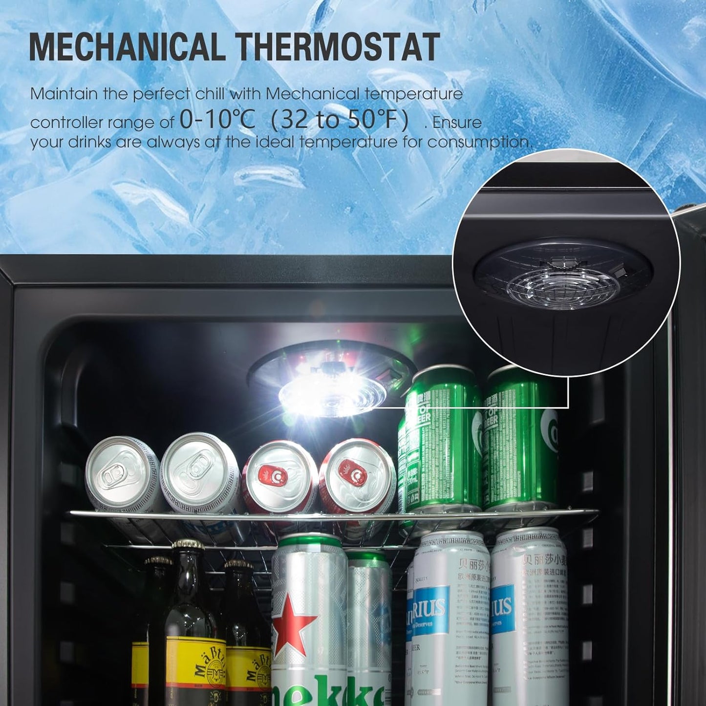 115L Réfrigérateur À Boissons En Pose Libre Avec Porte En Verre Double Vitrage, Température Réglable De 0 À 10 ℃, 4 Étagères Amovibles Pour Bières Et Boissons
