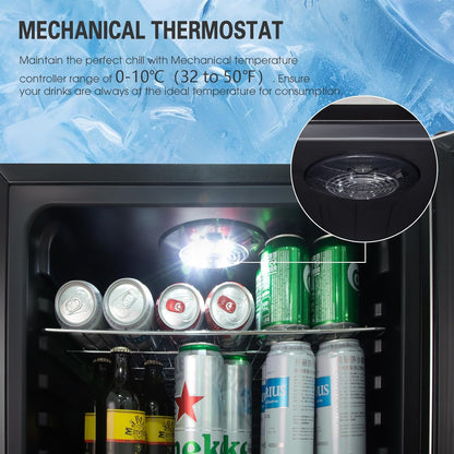 115L Réfrigérateur À Boissons En Pose Libre Avec Porte En Verre Double Vitrage, Température Réglable De 0 À 10 ℃, 4 Étagères Amovibles Pour Bières Et Boissons