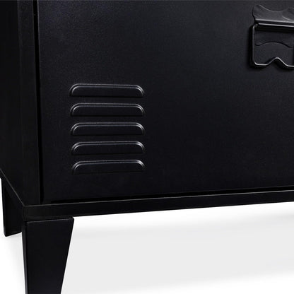 - Buffet Bas Ester 140 Cm Métal Noir Design Industriel | Plan De Travail H.83 Cm, 4 Portes, Plateau Bois