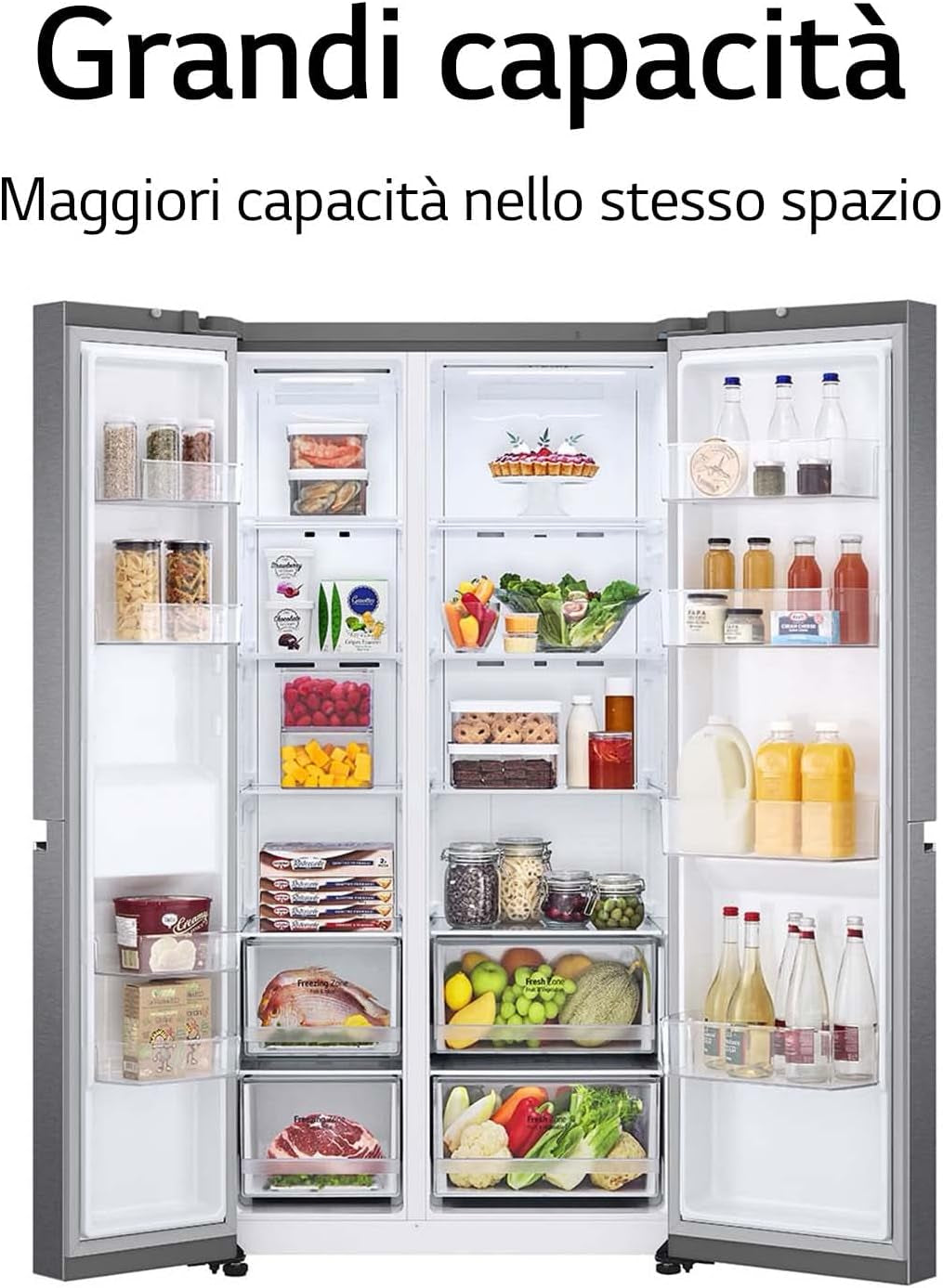 GSB470BASZ Réfrigérateur Américain Side by Side Total No Frost Avec Congélateur, 642 L, Smart Diagnostic - Réfrigérateur Intelligent Avec Wi-Fi Et Écran LED Extérieur