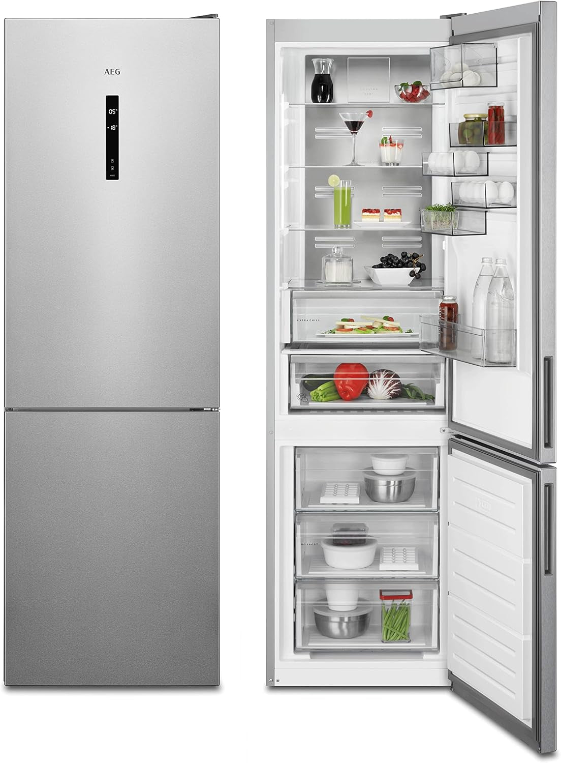 RCB736D5MB Réfrigérateur-Congélateur Autonome/Série 8000 Avec Cooling 360° / 2010 Mm/Partie Congélateur En Bas / 366 L/Nofrost/Couleur : Black Stainless Steel, Côtés Gris Foncé/D
