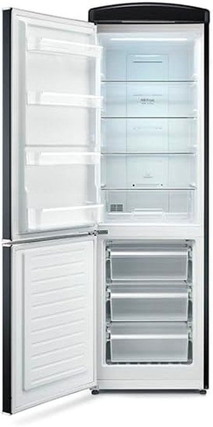 Réfrigérateur Congélateur Combiné Total Nofrost, Pose Libre, Largeur 60 Cm, 315 L, Classe E, Veggibox Inclus, Rétro, Noir, RKG 888
