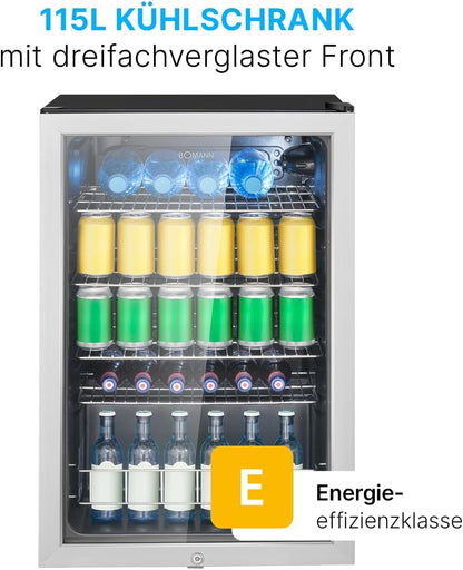 Bomann, Réfrigérateur Pour Boissons 115L, Eclairage Intérieur LED, KSG7288, Noir
