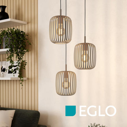Suspension Luminaire Romazzina, Lustre À 3 Lampes Pour Salon Et Salle | À Manger, Lampe De Plafond Suspendue, Métal Couleur Sable, Douille E27, Ø 46 Cm