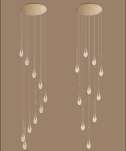 LED Lustre Escalier Moderne Goutte D'Eau Pendentif Éclairage Pour Villa Duplex Escalier Longue Suspension Lampe