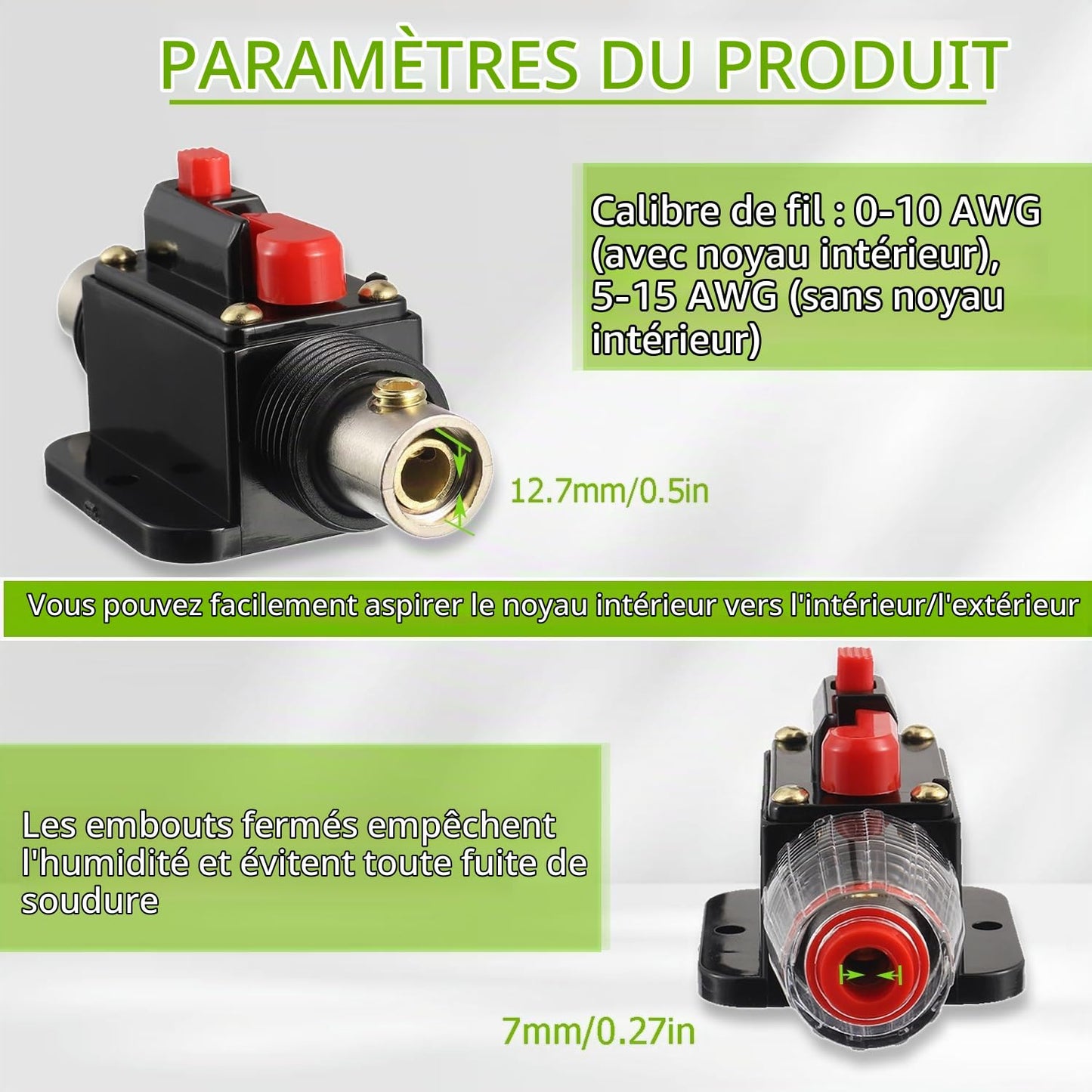 40A Disjoncteur Interrupteur 40 AMP Fusible Inline Holder 12V-51V DC Bouton De Réinitialisation Manuelle Pour Système D'Amplificateur De Son Audio De Voiture RV Home Marine Boat Truck