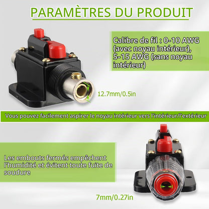 40A Disjoncteur Interrupteur 40 AMP Fusible Inline Holder 12V-51V DC Bouton De Réinitialisation Manuelle Pour Système D'Amplificateur De Son Audio De Voiture RV Home Marine Boat Truck