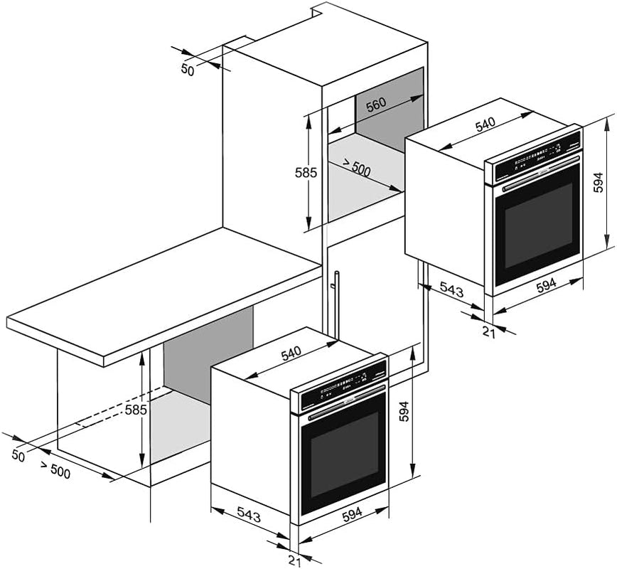 Kaiser Empire EG 6345 Em Four À Gaz Encastrable 60 Cm Autark / 67L / Cuisinière À Gaz Encastrable / Four Encastrable Avec Autonettoyage / Chaleur De Sole / Grill Infrarouge / Tournebroche / Tableau De