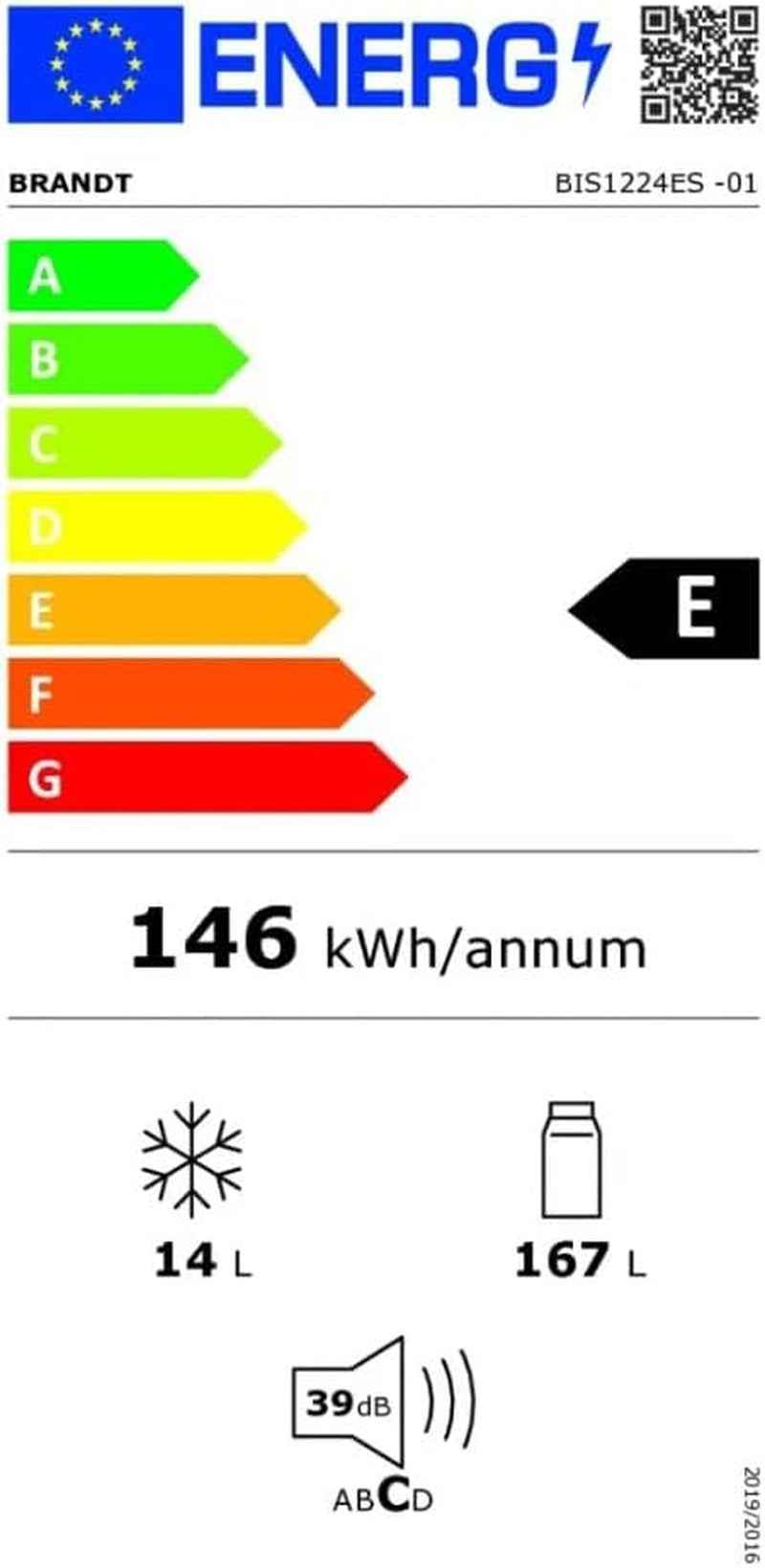 BIS1224ES - Réfrigérateur 1 Porte - 181 L - Dégivrage Automatique - Éclairage LED - Commandes Électroniques - Intégrable Sans Porte Décorative