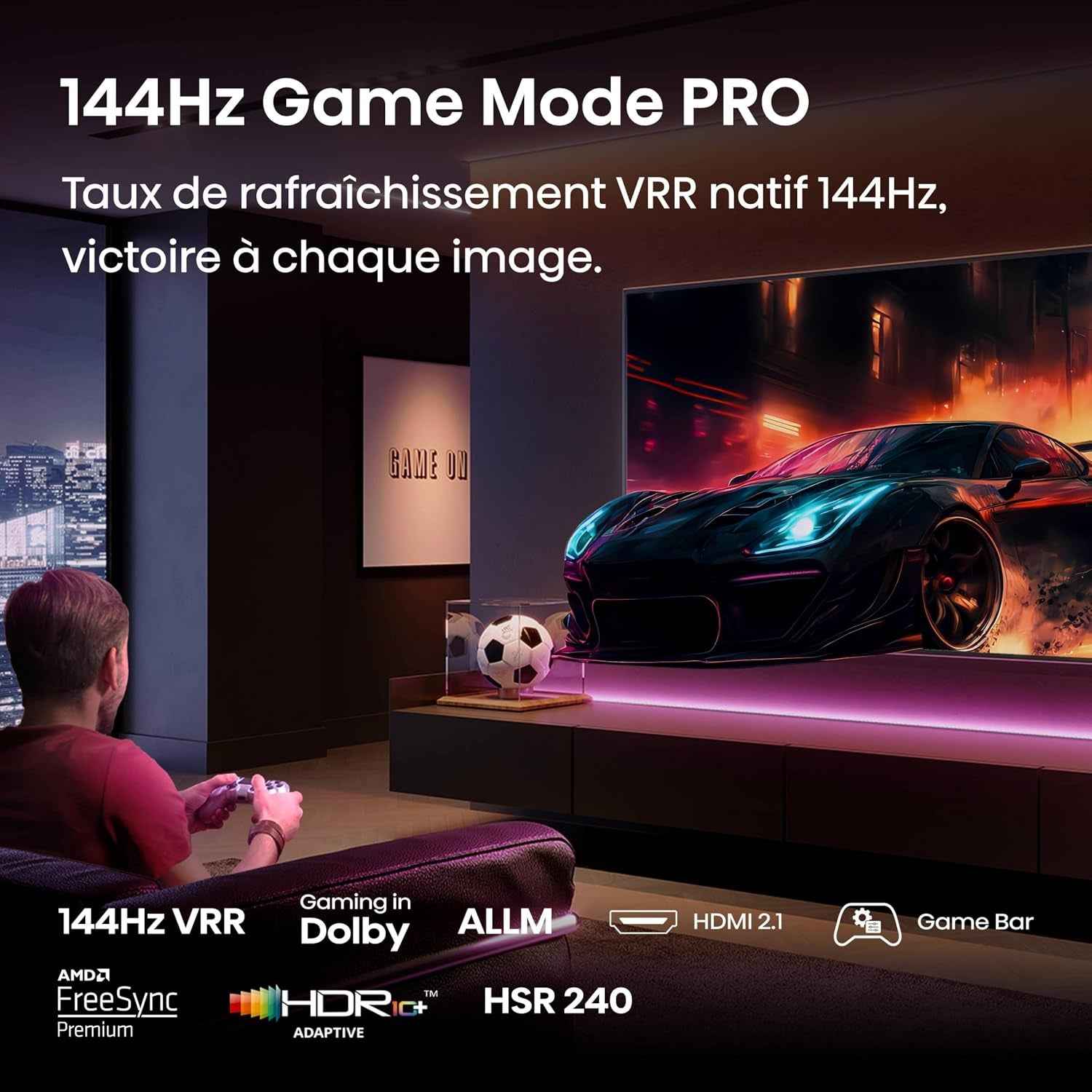 Hisense 75E7Q Pro Smart TV QLED 75" (189 Cm) 4K UHD 144Hz | Dolby Vision IQ & Atmos | Mode Jeu Pro | AMD Freesync Premium