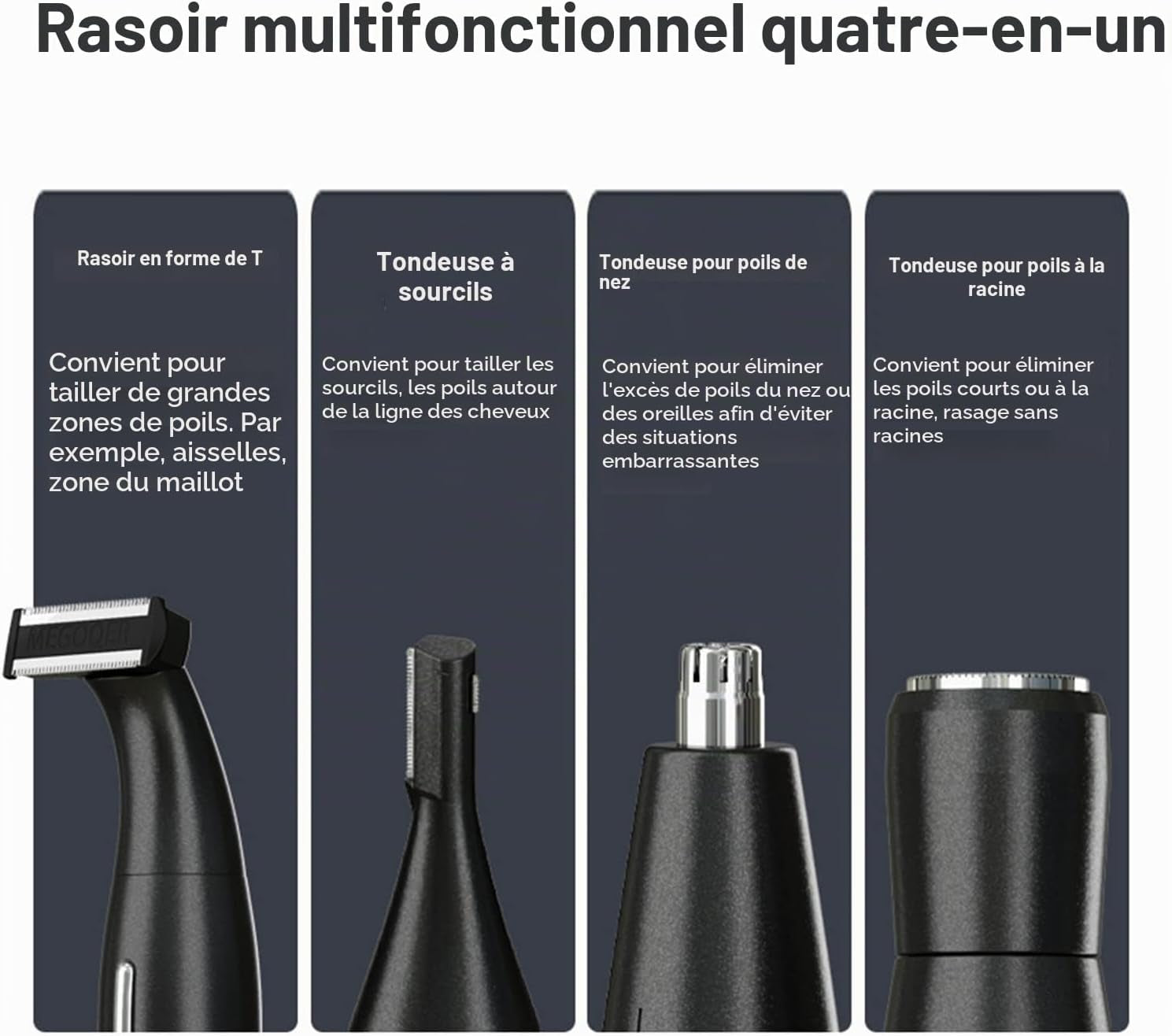 Rasoir Électrique Homme Multifonction,Rasoir Imperméable 4 En 1,Tondeuse Barbe,Tondeuse Nez,Tondeuse À Sourcils,En Acier Inoxydable,Usb Recharger (Noir)