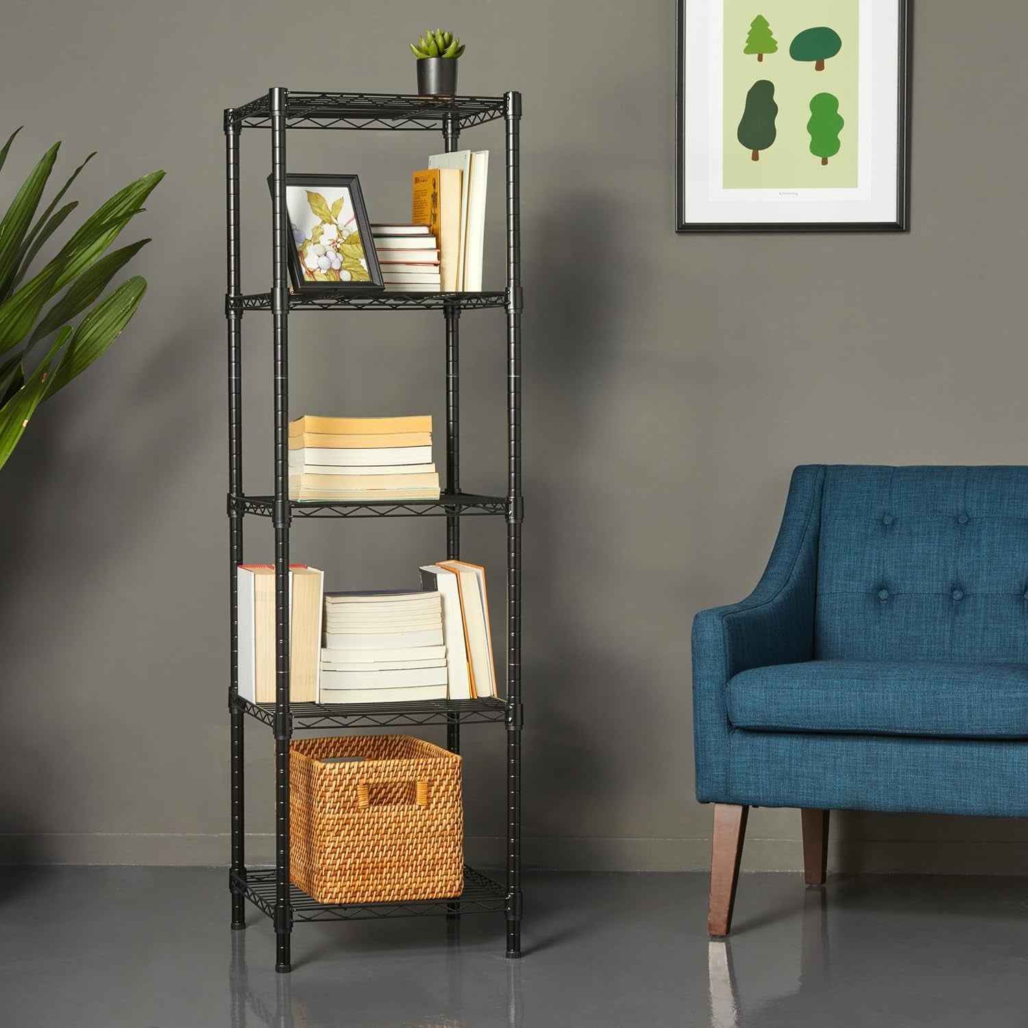 Meuble De Rangement Réglable À 5 Étagères, Noire, 40.6 X 40.6 X 137.2 Cm (P X L X H)