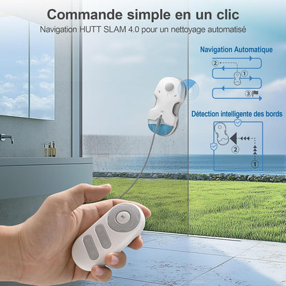 S7 plus Robot Nettoyeur De Vitre Avec Alimentation Portable, Robot Lave Vitre Sans Fil Avec Gicler L'Eau Automatique, Tampons Dual Moteur Flottant 3D, Protection Multiples, Télécommande