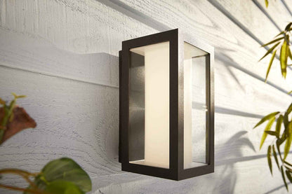 Philips Hue White & Color Ambiance Applique Murale Extérieur IMPRESS, Kit De Base Jusqu'À 16 M De Couleurs, Noir, Luminaire Philips Compatible Alexa, Google Assistant Et Apple Homekit
