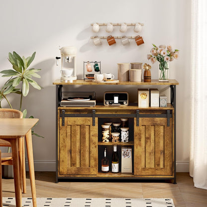 Buffet De Salon, Meuble De Rangement, Rétro | Style Campagnard, 2 Portes Coulissantes, Étagères Réglables, Structure MDF, Pour Salon Et Salle À Manger, 33 X 100 X 80 Cm