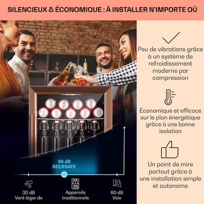 Mini Frigo De Chambre De 60L Pour Boissons Et Bieres, Petit Frigo Silencieux, Mini Bar Intérieur/Ext, Petit Refrigerateur Camping, Stockage De Vins, Cosmetique, Étagères Réglables, 3-10°C