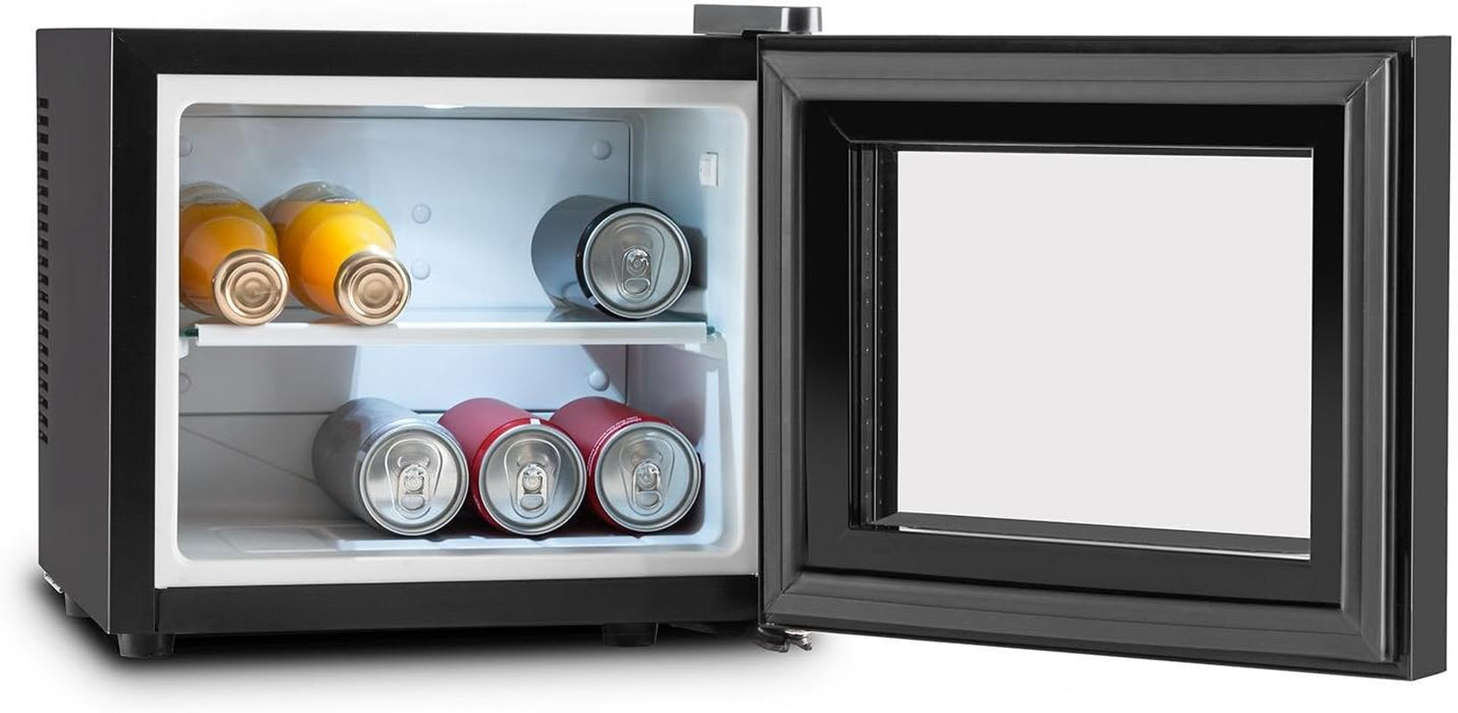 Frosty Mini Frigo Réfrigérateur Compact Pour Boissons Et Fromages 10 L 65 W Classe B (Température 12-18 °C, Porte En Verre À Isolation Double, 30 Db, Éclairage Intérieur) - Noir