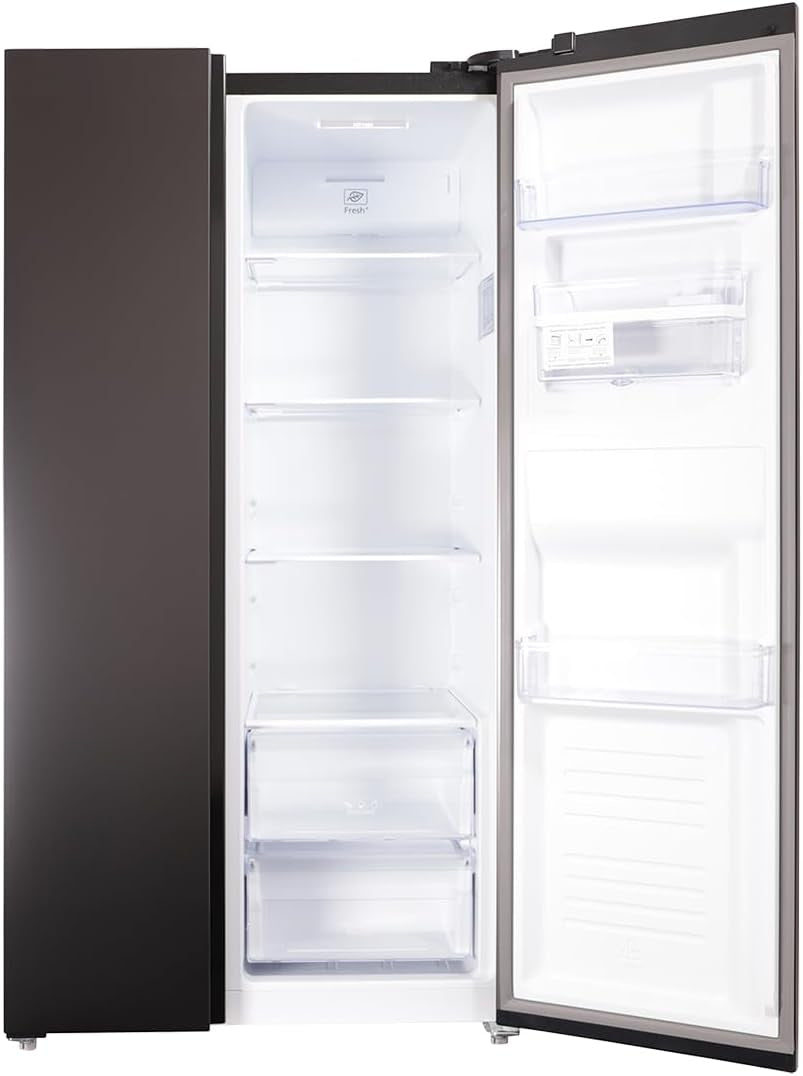 Respekta Réfrigérateur-Congélateur Côte À Côte Avec Distributeur D'Eau En Acier Noir AC178BSWS-18 / H:178 Cm, L:91 Cm/Compartiment Réfrigérateur De 326 L, Congélateur De 174 L, No Frost