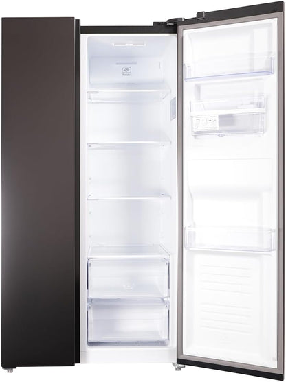 Respekta Réfrigérateur-Congélateur Côte À Côte Avec Distributeur D'Eau En Acier Noir AC178BSWS-18 / H:178 Cm, L:91 Cm/Compartiment Réfrigérateur De 326 L, Congélateur De 174 L, No Frost