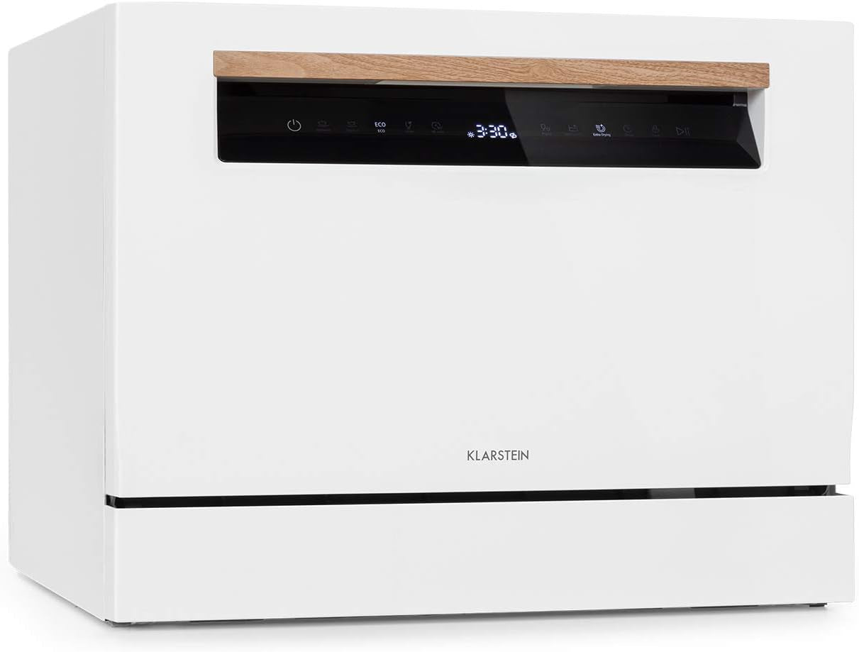 Lagoona Mini Lave-Vaisselle Autonome : CEE F, 1380W, 6 Couverts, Consommation D'Eau: 6,5L, 7 Programmes plus Séchage Supplémentaire, 49 Db, Panneau De Commande Tactile Noir, Blanc