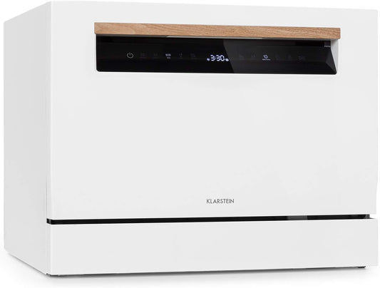 Lagoona Mini Lave-Vaisselle Autonome : CEE F, 1380W, 6 Couverts, Consommation D'Eau: 6,5L, 7 Programmes plus Séchage Supplémentaire, 49 Db, Panneau De Commande Tactile Noir, Blanc