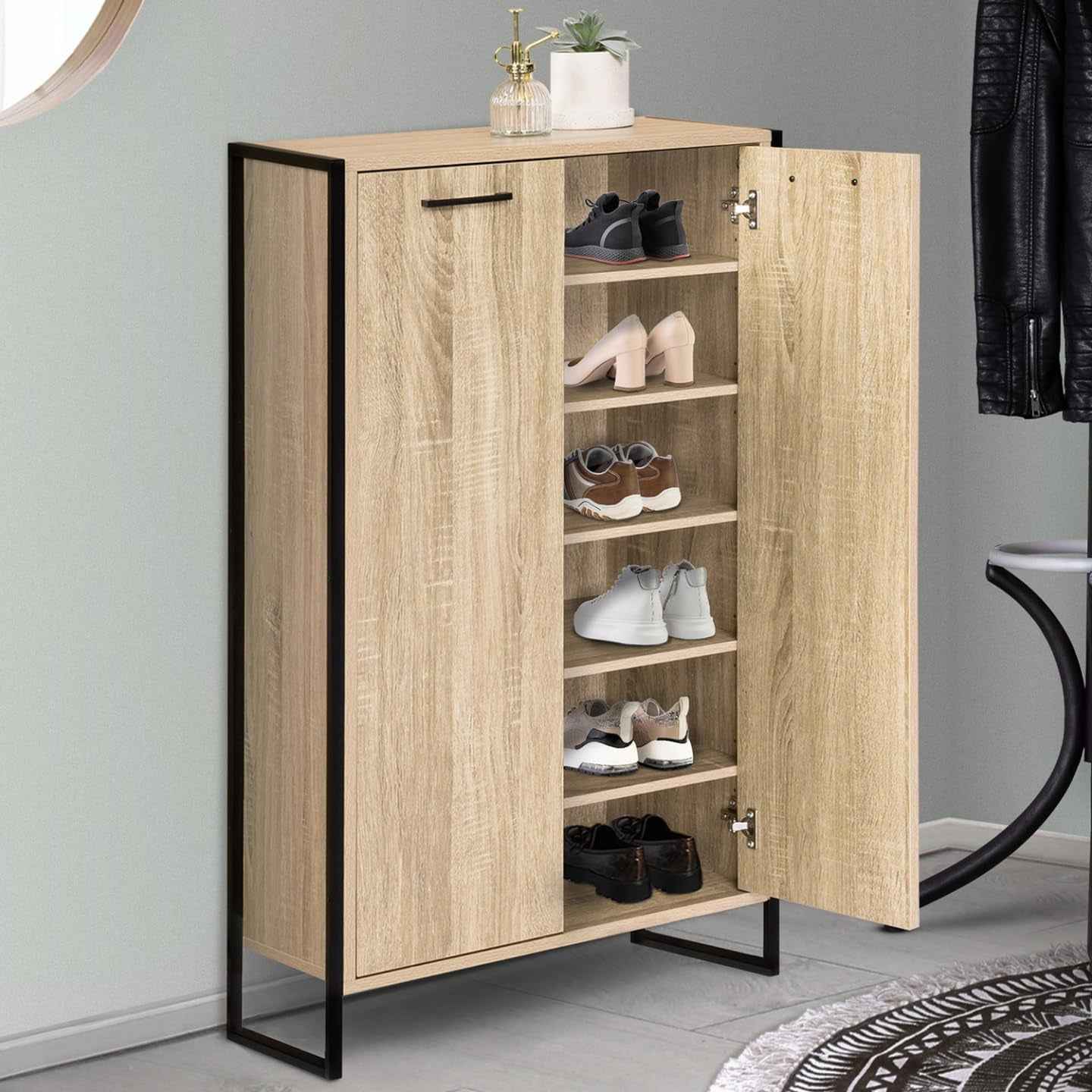 - Armoire À Chaussures 18 Paires Luis 2 Portes Design Industriel