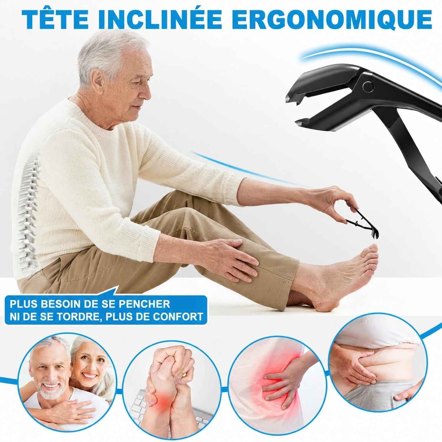 Coupe-Ongle Professionnel Pour Ongles D'Orteils Épais | Coupe Ongle Pied Pour Personnes Âgées, Pince Coupe Ongles Pour Les Pieds Incarnés, Design Tête Inclinée Et Long Manche