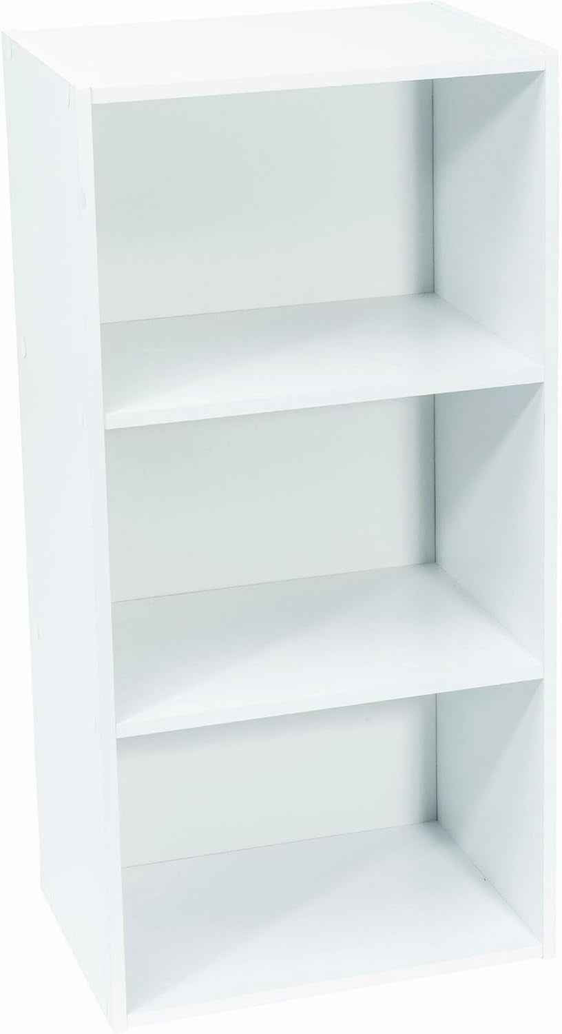 Meuble Blanc De Rangement - 3 Niches - Panneaux De Bois MDF - 80 X 40 X 29 Cm - Livré En Kit Avec Plan De Montage -