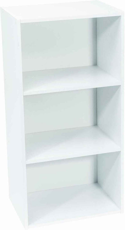 Meuble Blanc De Rangement - 3 Niches - Panneaux De Bois MDF - 80 X 40 X 29 Cm - Livré En Kit Avec Plan De Montage -