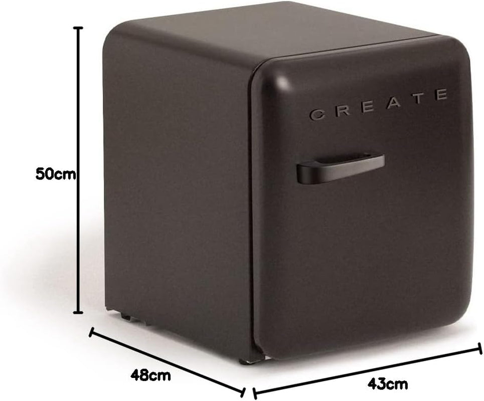 / RETRO FRIDGE 50 Black/Réfrigérateur Noir Avec Poignée Noir/Pratique Et Fonctionnel, Matériaux Résistants