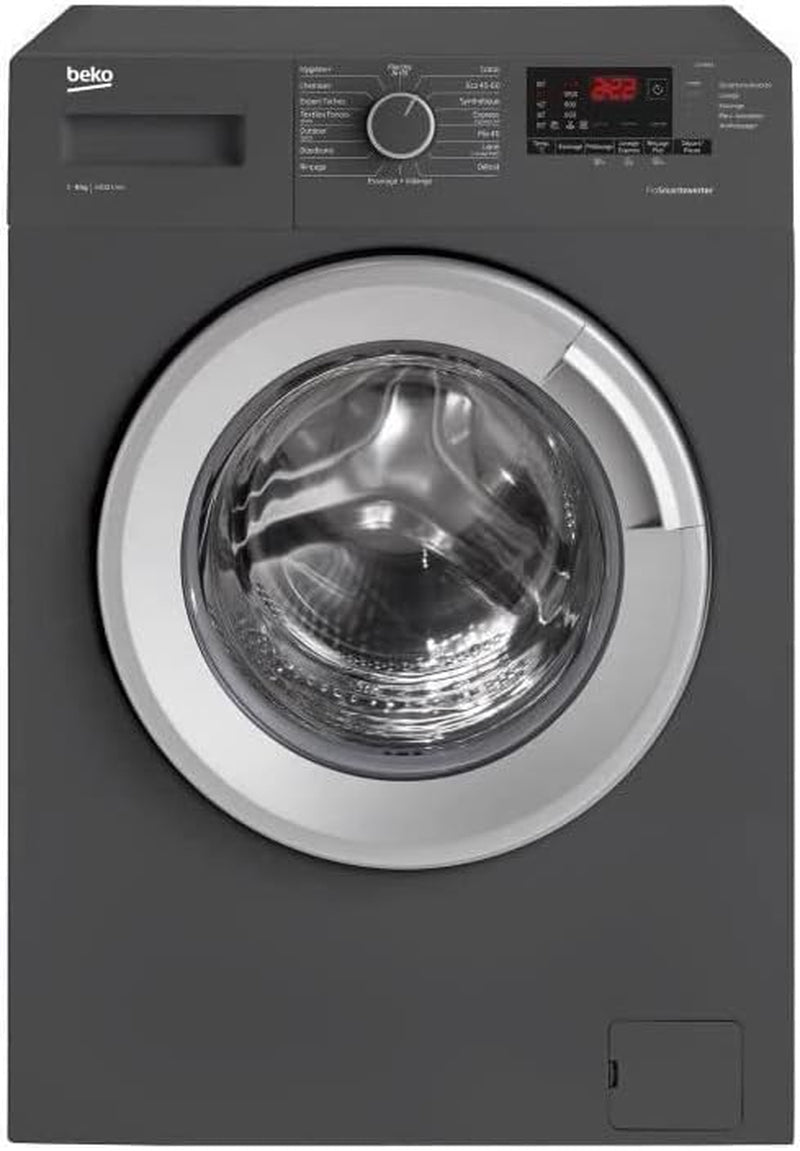 Lave-Linge Hublot BEKO LLF08A5 - 8 Kg - Induction - 1400 Trs/Min - Gris Anthracite