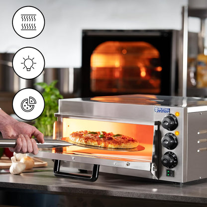 Four À Pizza Electrique RCPO-2000-1PE (2000W, Argile Réfractaire, Pierre De Cuisson, Surface De Cuisson De 40X40X1,5Cm, Fonction Minuterie Jusqu'À 120 Min)