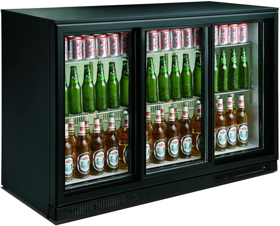 Arrière-Bar Réfrigéré 3 Portes Vitrées 298 Litres - Combisteel - R600Agepoedercoat Staal3 Portes298Vitrée/Coulissante