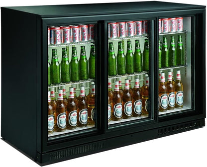 Arrière-Bar Réfrigéré 3 Portes Vitrées 298 Litres - Combisteel - R600Agepoedercoat Staal3 Portes298Vitrée/Coulissante