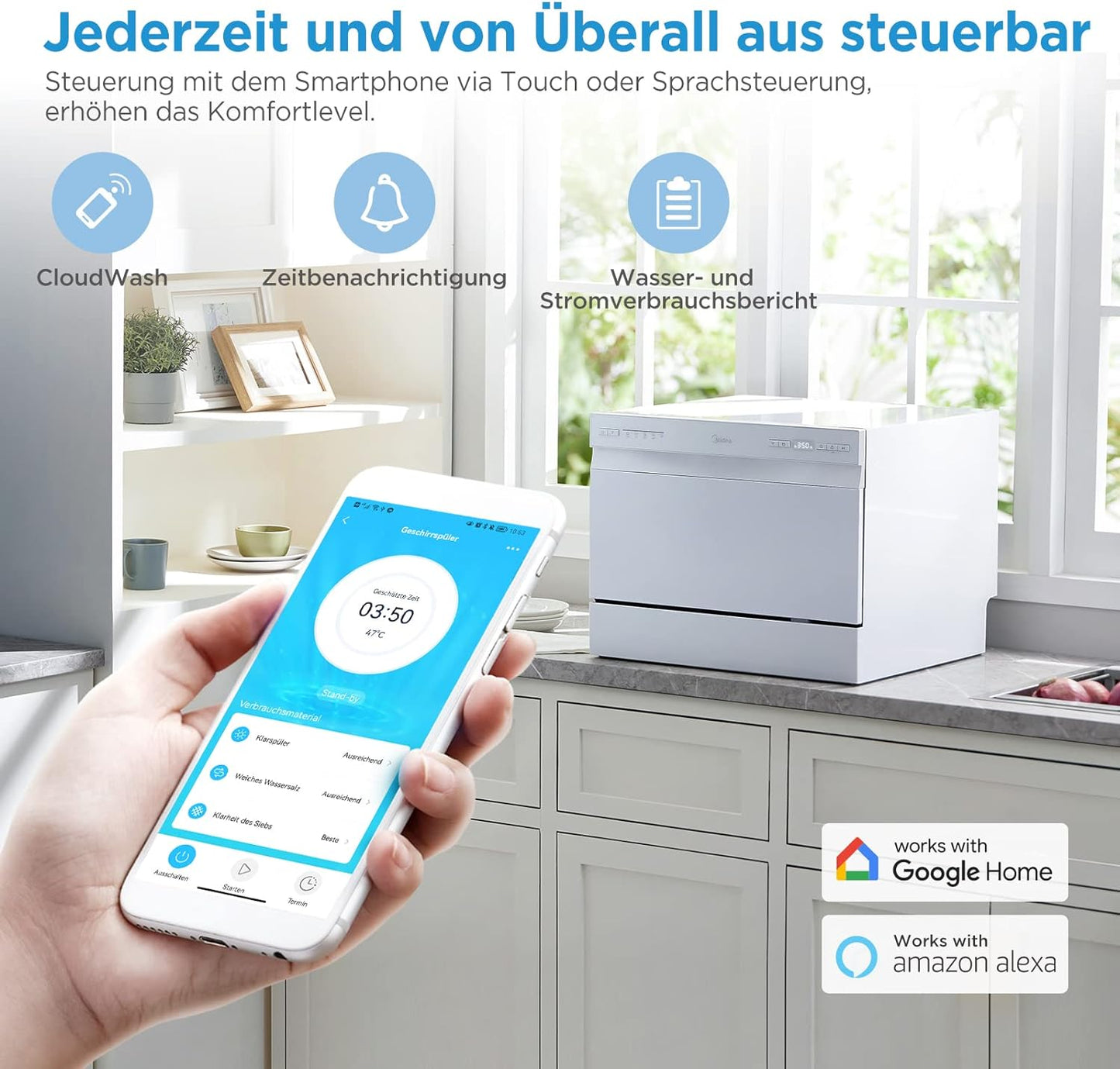 ST 3.6F Wi Lave-Vaisselle Mini Compact De Table, 6 Programmes De Lavage, Départ Différé, Fonction Séchage Supplémentaire, Contrôle IOT, Idéal Pour Les Petits Appartements